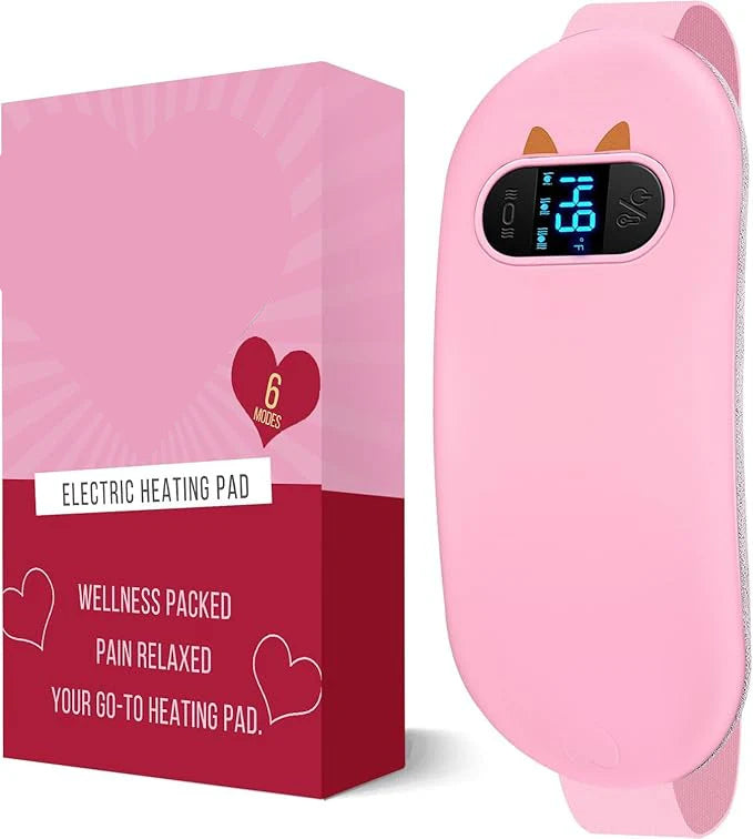 Portable Heating Pad, Period Heat Belt with 3 Temperature Adjustable and Vibration Modes, Heat Belt Period Relief from Back, Abdominal and Stomach Pain (Pink)