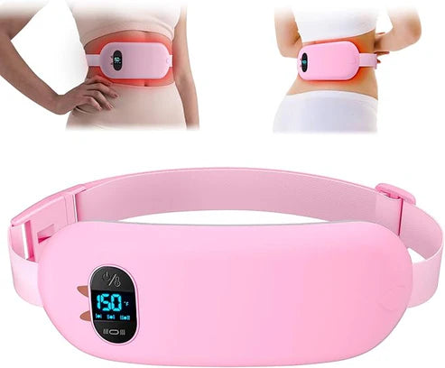 Portable Heating Pad, Period Heat Belt with 3 Temperature Adjustable and Vibration Modes, Heat Belt Period Relief from Back, Abdominal and Stomach Pain (Pink)